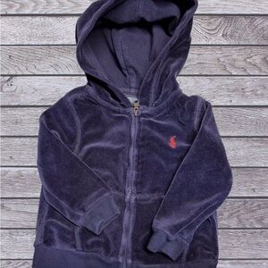Polo by Ralph Lauren Dark Blue Velour Baby Hoodie Sz. 9 mos
